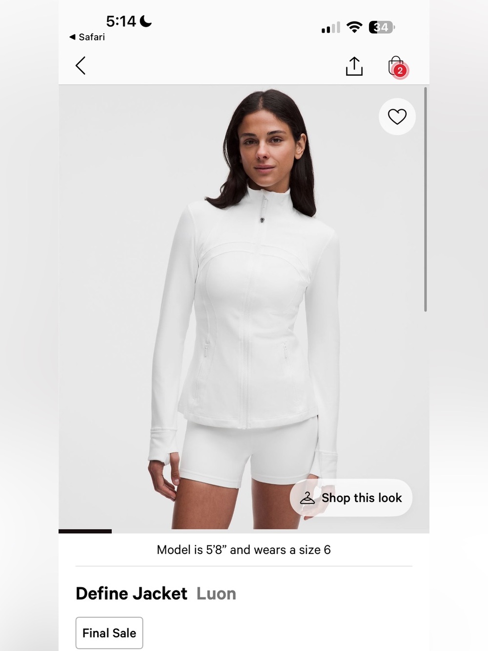 lululemon athletica White Full-Zip Utility Jacket